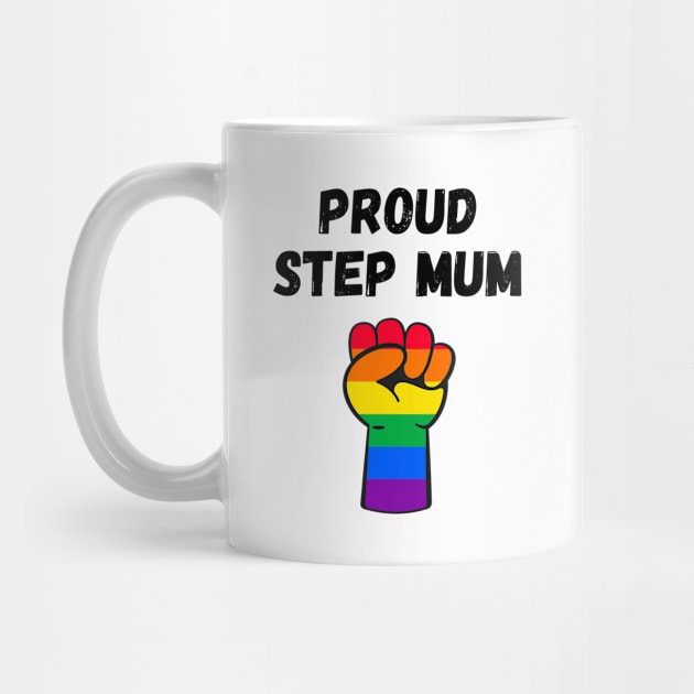 Proud Step Mum Rainbow Pride T Shirt Design by Rainbow Kin Wear